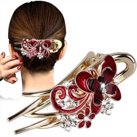 IC Alligator Hårklämmor för Styling, Hårklämmor för Tjockt Långt Hår, Styling Hårklämmor med Strassblomma Fjäril Kvinnor Flickor