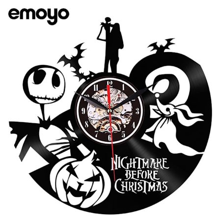 Konstig Pumpa Julklapp Vinylskiva Väggklocka Retro Väggklocka Självlysande Julafton Skräck Själ Klocka