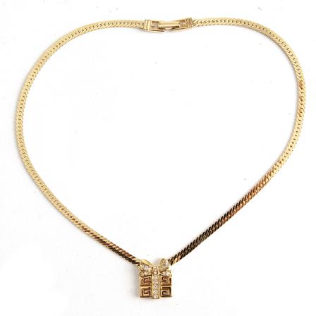 Givenchy Pre-owned, Square Logo Necklace Geel, Dames, Maat:ONE Size