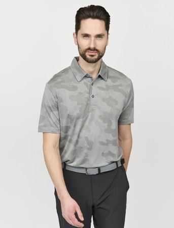 BACKTEE Mens Camou Polo - Grey - XXL