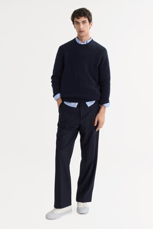 Soft Goat - Men's Chunky Crewneck - Kashmirtröja herr - M - Navy