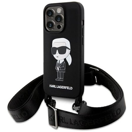 Karl Lagerfeld KLHCP15XSCBSKNK iPhone 15 Pro Max 6.7" Hardcase Crossbody Silicone Iconic Black