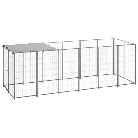 Vidaxl Hundgård Silver 330x110x110 Cm Stål Silver