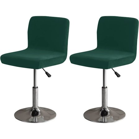 2-pack Barstolskydd Fyrkantig Snurrbar Stol Sittdyna Sammet Barstol Skydd Överdrag för Bänkhöjd Medium Låga Ryggstolar (Mörkgrön)