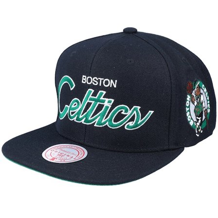 Mitchell & Ness - NBA Schwarz Snapback Cap - Boston Celtics Team Script 2.0 Black Snapback @ Hatstore