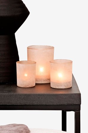 Zelected by Houze - Lysestager Frost 3-pak - Beige - Lysestager & lanterner - Fra Homeroom