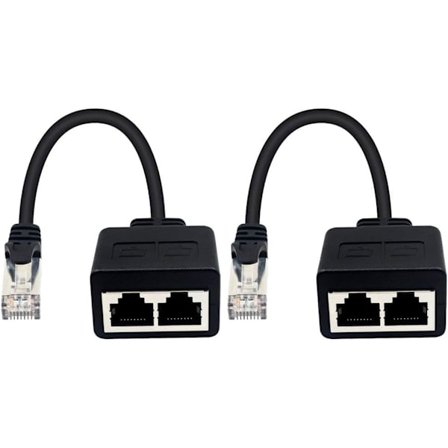 RJ45 Verkkokaapelin Jakaja, RJ45 1 Uros - 2 Naaras Ethernet Cat 5/CAT 6 LAN Ethernet Kaapelin Jatkojohto Surffaa Verkossa (Käytä Samanaikaisesti (1 