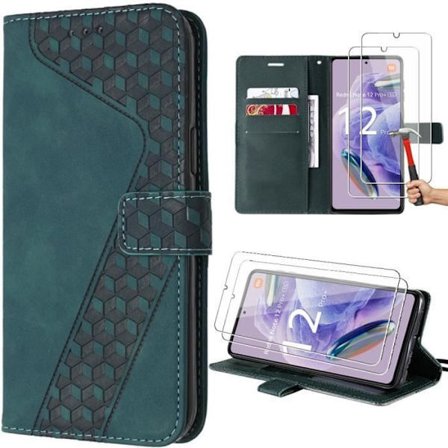Coque - Xiaomi - Redmi Note 12 Pro+ 5G - Stødabsorberende - Prægede PU-læder - Grøn