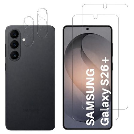 Hærdet Glas til Samsung Galaxy S26 PLUS og Kamerabeskyttelse [Pakke 2] Beskyttelsesfilm Phonillico