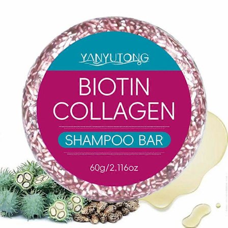 Biotiini-shampoopala hiusten kasvuun, tuuheuttamiseen ja vahvistamiseen – Biotiinilla, kollageenilla ja risiiniöljyllä, pH-tasapainotettu, sulfaatiton