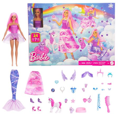 Barbie Fantasy Adventskalender med Dukke og 24 Tilbehør