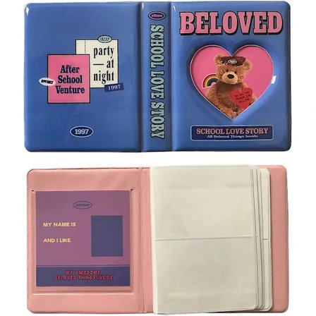 /EA/Fotokort Pärm Hållare Bok 64 Fickor Mini Fotoalbum För Fujifilm Instax Polaroid Filmer Pvc Fri Klistermärke Perfekt Älskare Bildsamlare (blå)