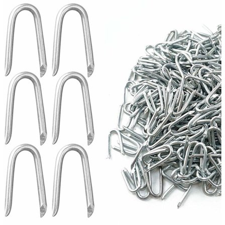 U-formade spik för stängsel 500g (cirka 350 st), 25mm galvaniserad stängselklämma, stängselklämma för stängsel, fårstängsel, stängselstolpe, stängsel