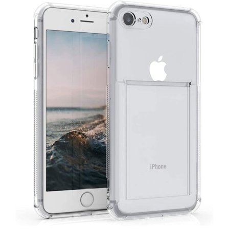 iPhone 7 / 8 / SE Transparent iPhone Skal med Korthållare Plånboksfodral