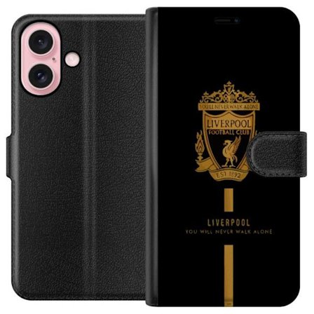 Kompatibel Tegnebogsetui til Apple Apple iPhone 16 Liverpool klubemblem rød hvid sort design