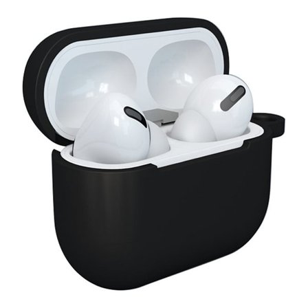 Fodral för AirPods 3 mjukt silikonfodral för hörlurar + nyckelring med hummerlås svart (fodral D)