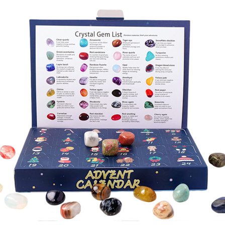 Krystall Edelsten Adventskalender 24 stk Fargerike Samleobjekter Krystaller Stein Gaveeske For Barn Voksen