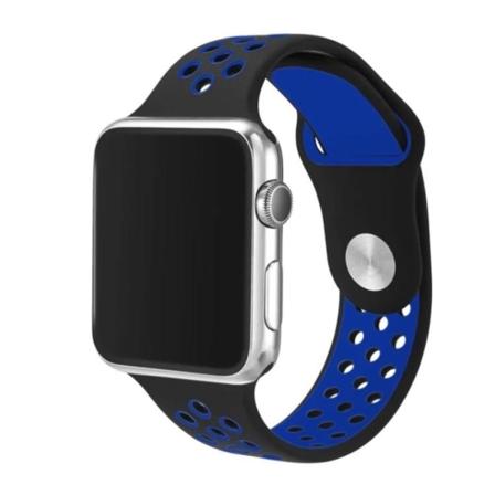 Apple Watch 42mm - Stillfulla Silikonarmband från ROYBEN Svart/Blå M