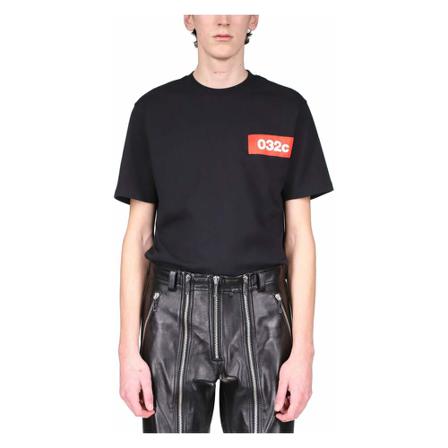 032c, Logo Taped T-Shirt Zwart, Heren, Maat:S