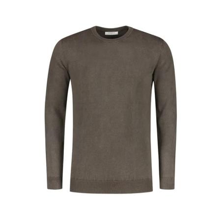 PureWhite, Trui- PW Crewneck Knit With Cotton Twill Label Bruin, Heren, Maat:M