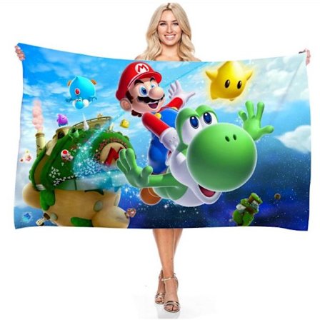Super Mario Mikrofiber Badehåndkle Strand Svømmebasseng Teppe Hurtigtørkende 150 x 75 cm A