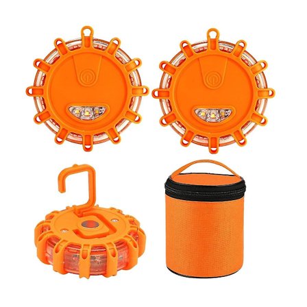 Led vejblus nødlys vejkantsadvarsel sikkerhedsskive beacon blinkende sæt, rund LANG