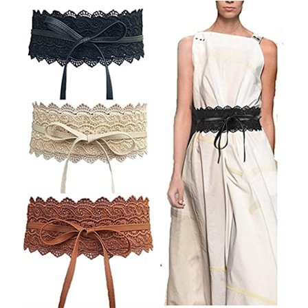 Naisten pitsivyö, rusetti solmio, kääre, keinonahkainen boho-vyö, korsetti 3-P