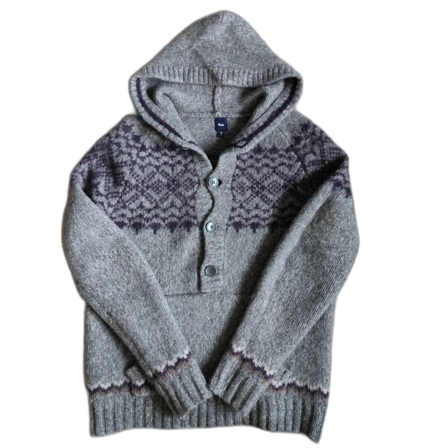 Unik stickad Hoodie med mönster