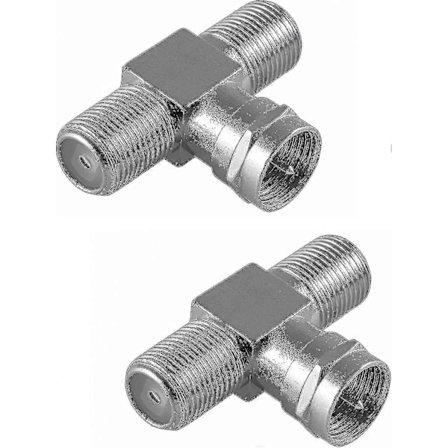 2x Koaxial T-delare För Sat-TV (2x Hona F-kontakt Till 1x Hane F-kontakt), F Antennsplitteradapter För Koaxialkablar - Antennkabel (Antennkoppling), C