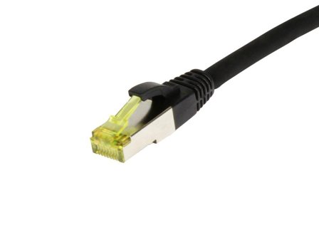 SYNERGY Patchkabel RJ45, CAT6A 500Mhz, 0,15m, schwarz, S-STP(S/FTP), TPE/LSZH(Ultraflex), AWG26, mit CAT7 Rohkabel, Synergy 21