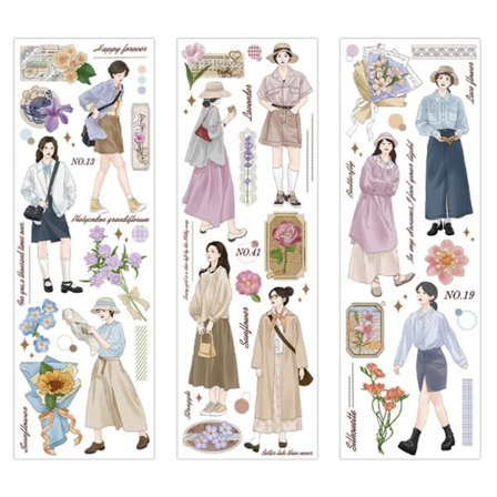 6 ark søde pige figur klistermærker dejlige piger scrapbooking klistermærker dekorative journaling klistermærker til fotoalbum postkort