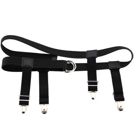 Elastisk nylon midjebelte for menn og kvinner med strømpebåndsklips og bukseholderstropper med justerbar klemme