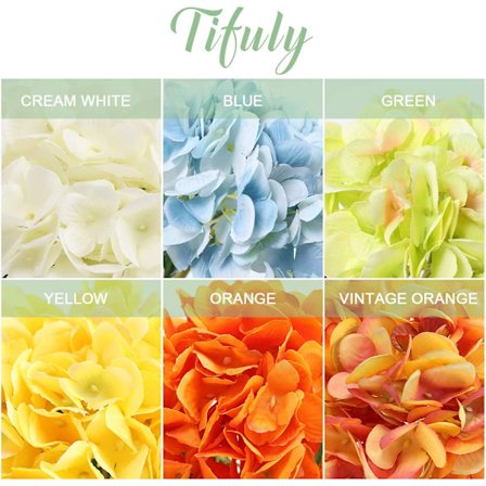 Kunstig hortensia blomst, 5 stk enkelt lang silkestilk 6,3