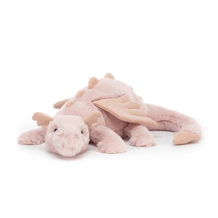 Jellycat Rose Dragon Blødt Legetøj, Stor 50 cm - Mytisk Plyslegetøj - Klassisk Børnegave Pink Drage