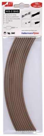 Hellermann Tyton HIS-3 Bag 3/1 Krympslang 3/1 x 200 mm, 10-pack Brun, Installationsmaterial