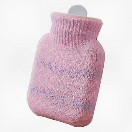 Bærbar håndvarmer med strikket betræk til at holde varmen, varmtvandsflaske til vinteren - Ideel til at opretholde varmen i koldt vejr (Pink)