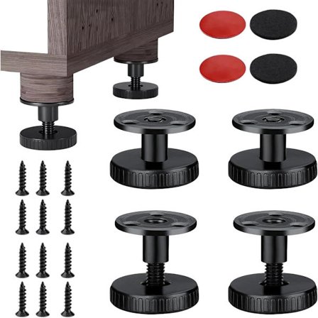 4-delt justerbart møbel, antivibrasjonsverktøy, justerbare føtter, bruk på senger, garderober, sofaer