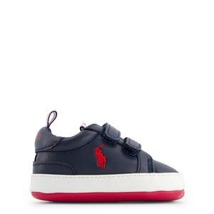 Kids - Ralph Lauren Heritage Court EZ Layette Branded Crib Shoes Navy Smooth w/ Red PP 19 EU - Trainers - 19 EU - Navy