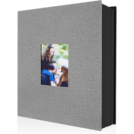 Fotoalbum 10x15 80 lommer, lin album for vertikale bilder (grå)