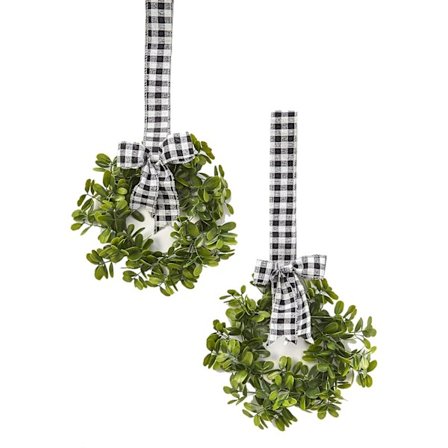 Set med 2 konstgjorda kökskransar 28 cm B x 53 cm L vardera (svart)