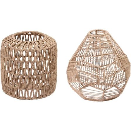 2 stk. Hængende Lampskærm i Viklet Rattan, Loftlampe Skærm