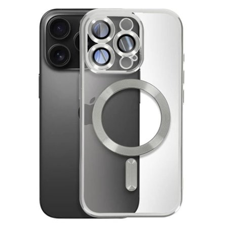 Coque MagSafe - Apple - iPhone 16 Pro Max - Flexibelt Silikongel - Kameraskydd - Silverkromad kant