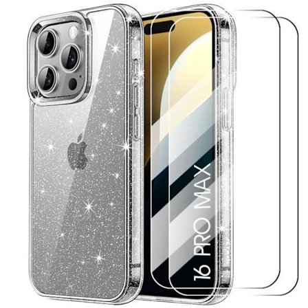 Skyddsskal - BOOLING - för iPhone 16 Pro Max - Transparent - Glitter - Stötsäker