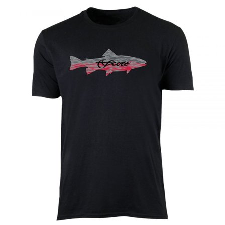 Scott Grey/red Trout on Black T-shirt S