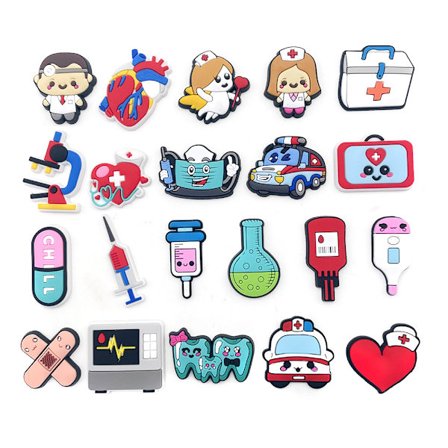 21 stk. Medicinske skotilbehør til Croc Charms til Teenagere M