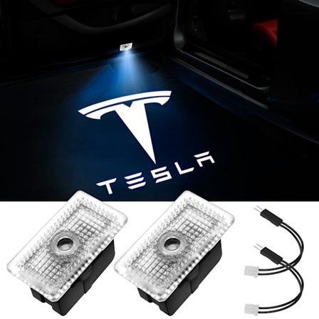 2 stk. Tesla bildørlys, Led bildørlogo-lys, bildør Pr