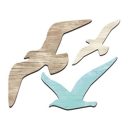 3 stk. Måke i tre, veggdekorasjon, stranddekorasjon i tre, kysttema, veggkunst, måke, veggskulptur, sjøfugler, innsjøhus, middelhavsdekorasjon