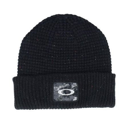 Oakley - Svart cuff Beanie - Ellipse Patch Waffle Beanie Blackout Cuff @ Hatstore