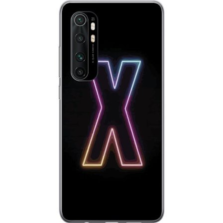 Kompatibel Mobilcover til Xiaomi Xiaomi Mi Note 10 Lite Neonbogstav X i stærke farvevariationer mod sort baggrund, kraftfuldt typografisk design med