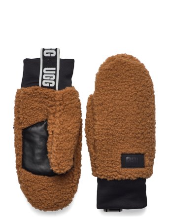 UGG Uggfluff Mitten With Logo Tape - Brown - S/M